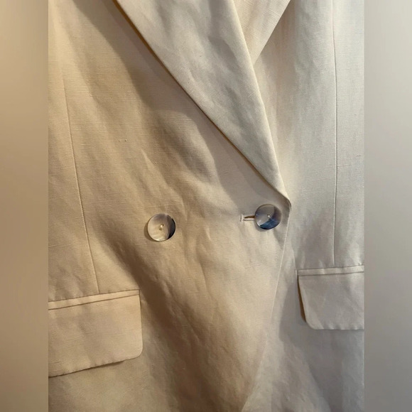❤️EPISODE  vintage women 10 blazer cream double breasted silk linen - Picture 3 of 8